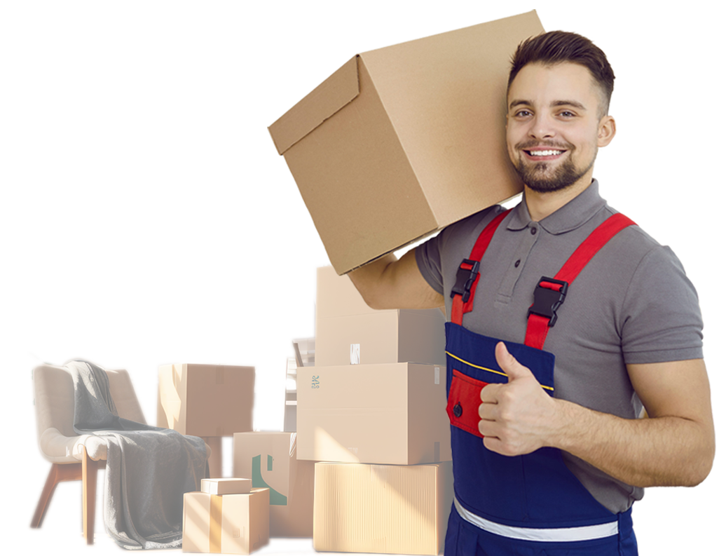 Tragehelfer mit Umzugskisten beim Umzug