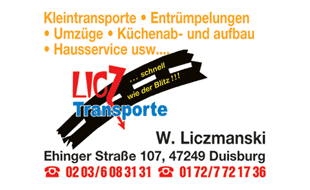 Unternehmenslogo: Abbau u. Aufbau Licz-Transporte in Duisburg Unternehmenslogo: Abbau u. Aufbau Licz-Transporte Duisburg