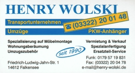 Wolski Henry Transportunternehmen in Umzugsunternehmen » Velten